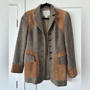 Wathne Brown and Tan Herringbone Vintage Jacket